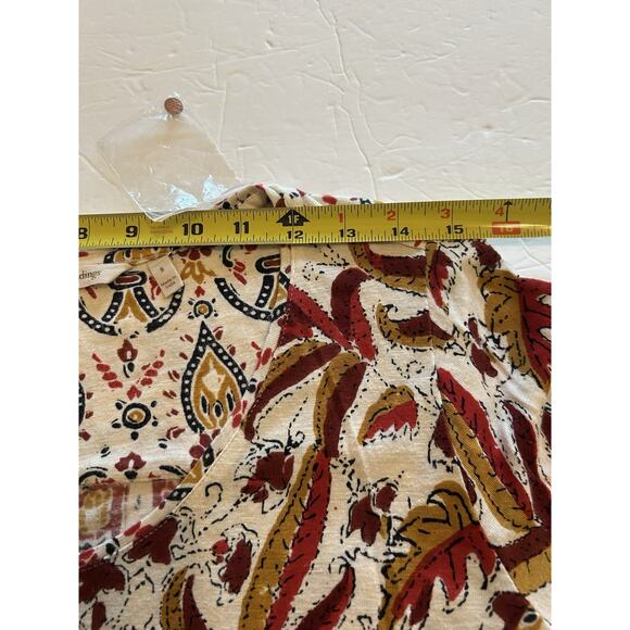 NWT Soft Surroundings Tunic Small Brown Fall Print Gold Button Side Knit Sleeves - Picture 14 of 14